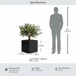 Zinc Galvanised Square Planter | 40cm x 40cm x 40cm | Black Gloss