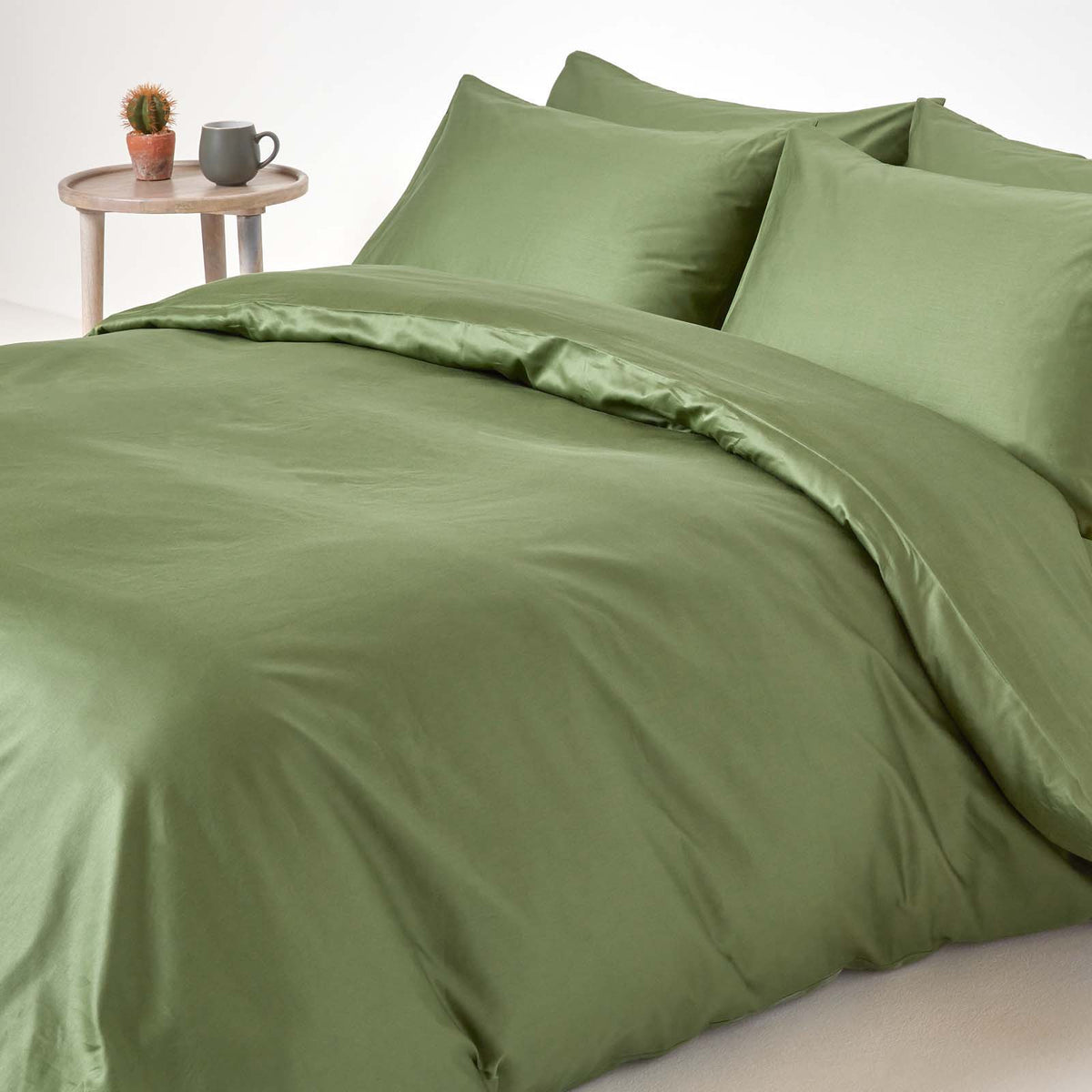 Organic Cotton Duvet Cover Set 400 Tc | Double | Moss Green