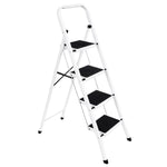4 Step Ladder Heavy-duty Steel Folding Step Stool 150kg Capacity | White