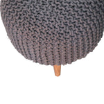 Solid Mango Wood Keeva Grey Round Footstool