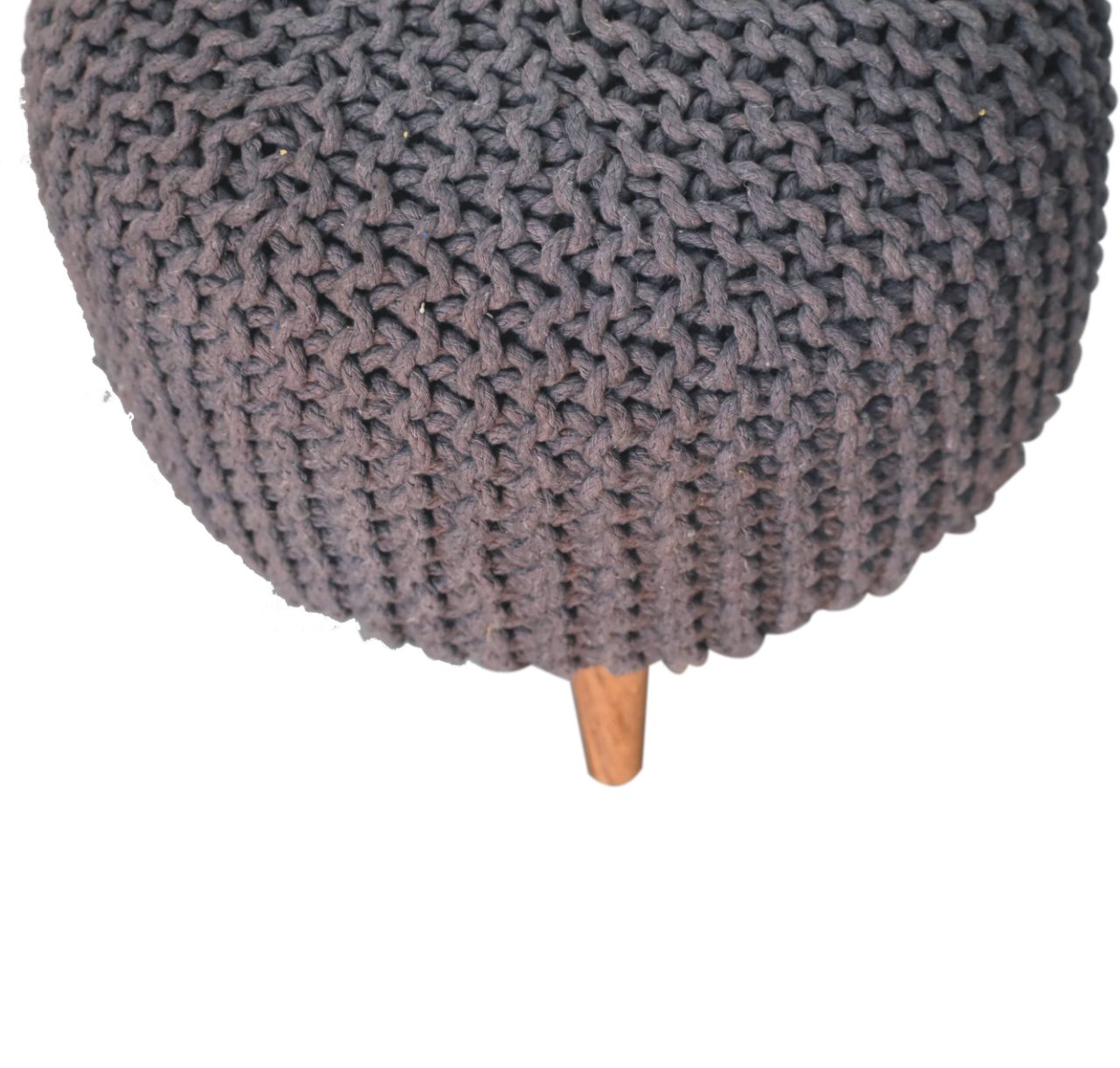Solid Mango Wood Keeva Grey Round Footstool