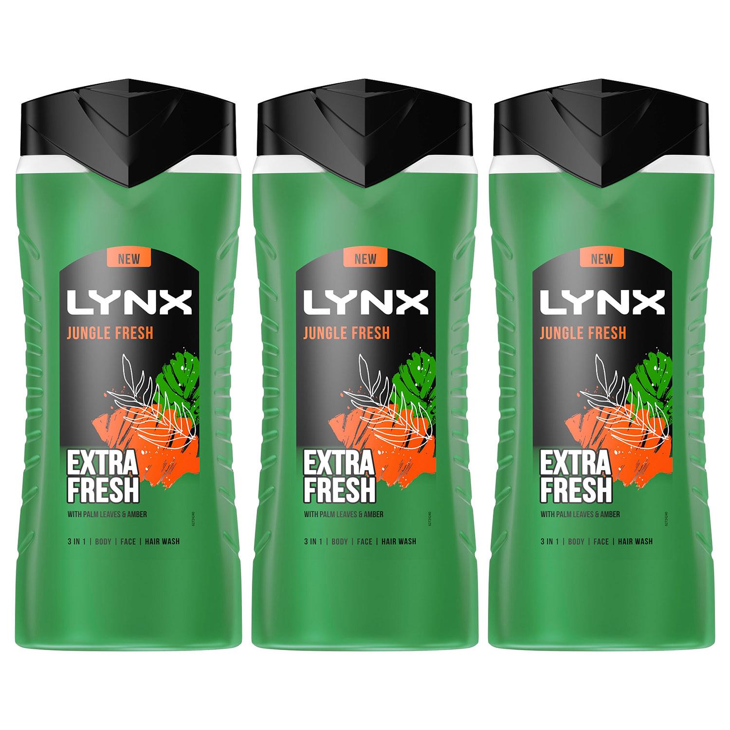 3in1 Body, Face & Hair Wash Shower Gel Extra Fresh Jungle Fresh 500ml, 3pk
