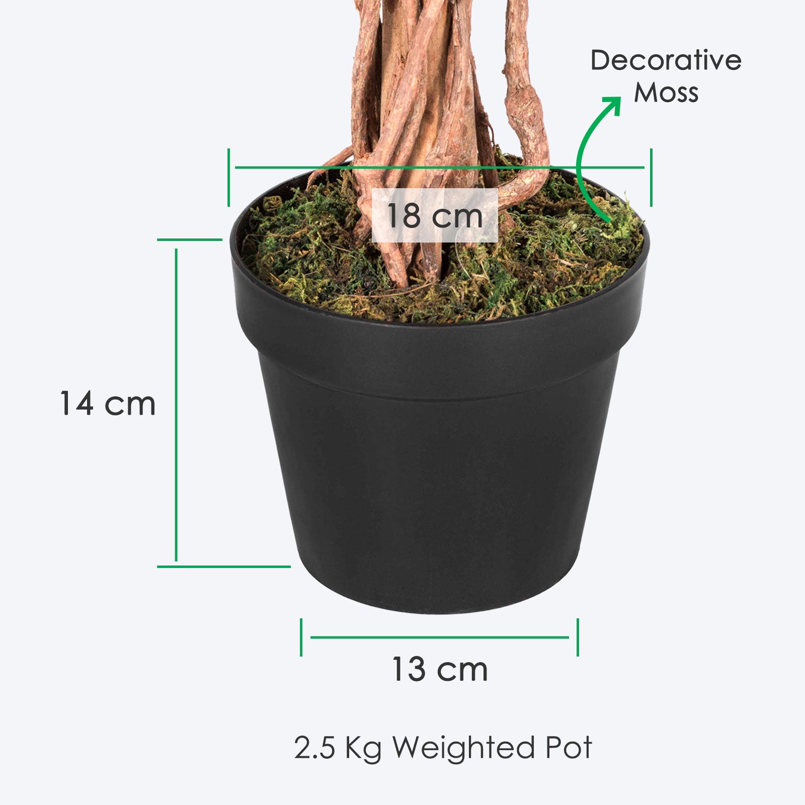 Artificial Handcrafted Ficus Tree With Real Wood Trunk | 4ft | Green