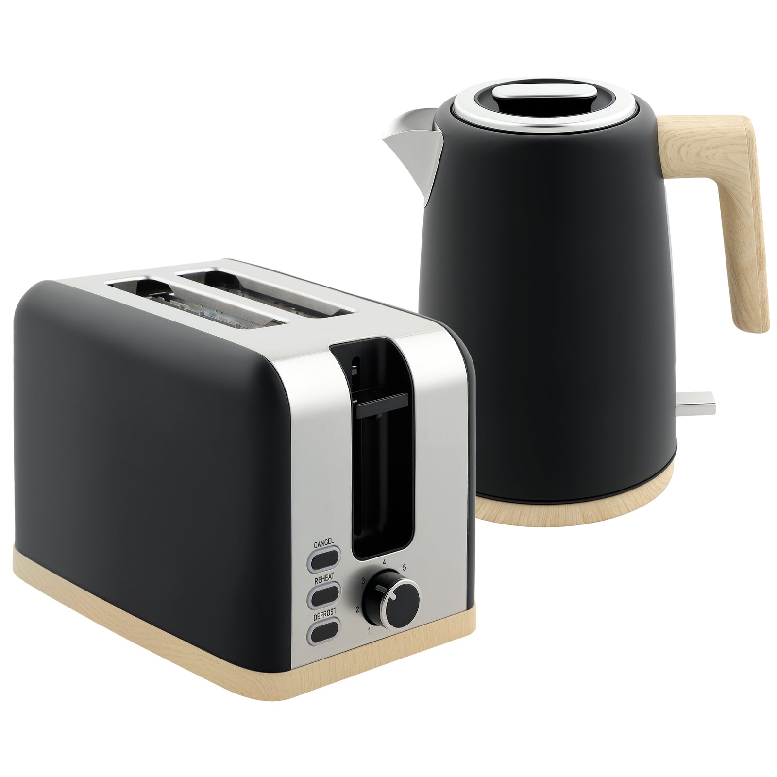 1.7l Electric Fast Boil Kettle And 2 Slice Toaster Set | Black