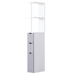 Tall Bathroom Cabinet With Shelf, Drawers | One Size | White
