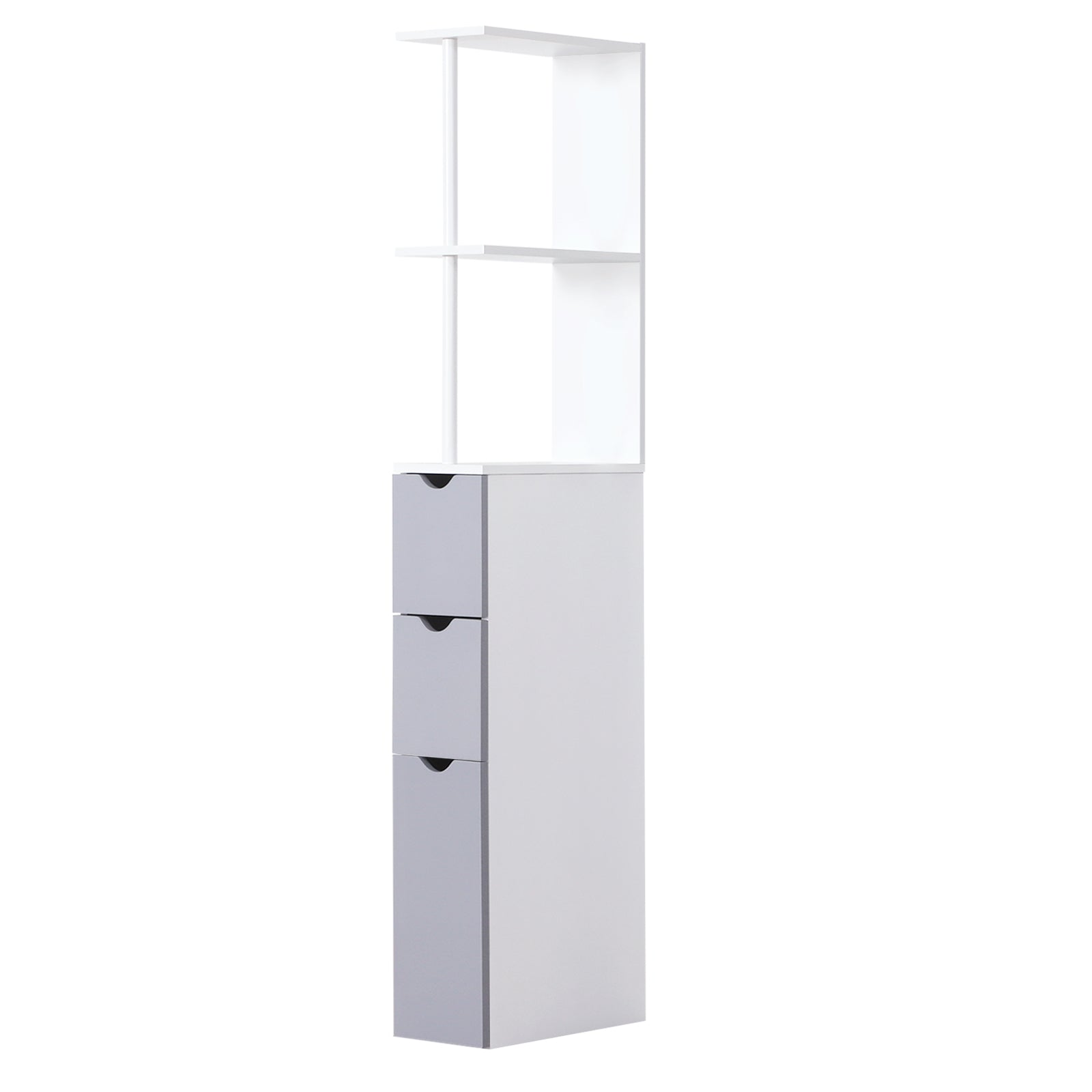 Tall Bathroom Cabinet With Shelf, Drawers | One Size | White