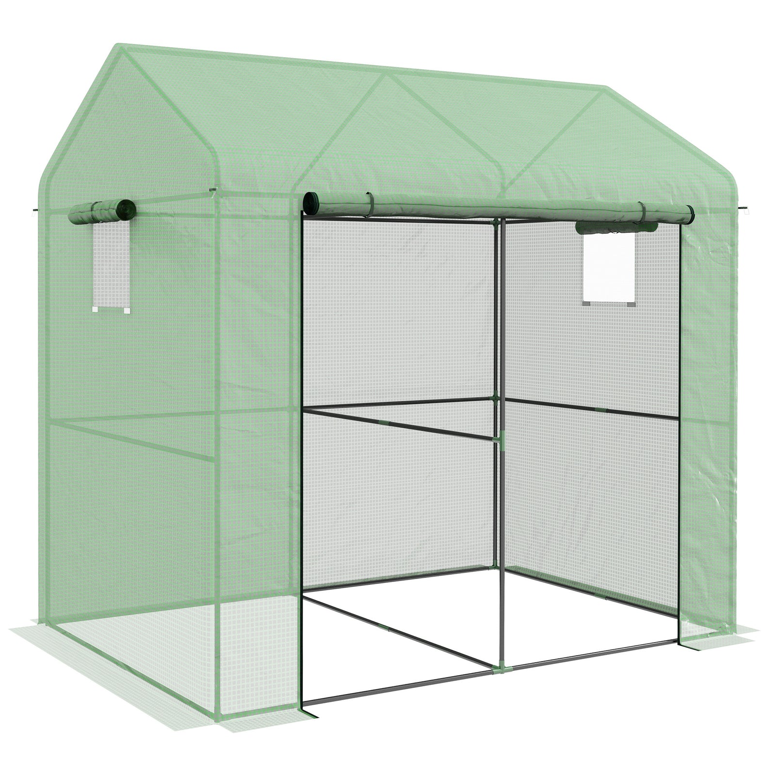 Walk-in Greenhouse W/ Mesh Windows & Roll-up Door