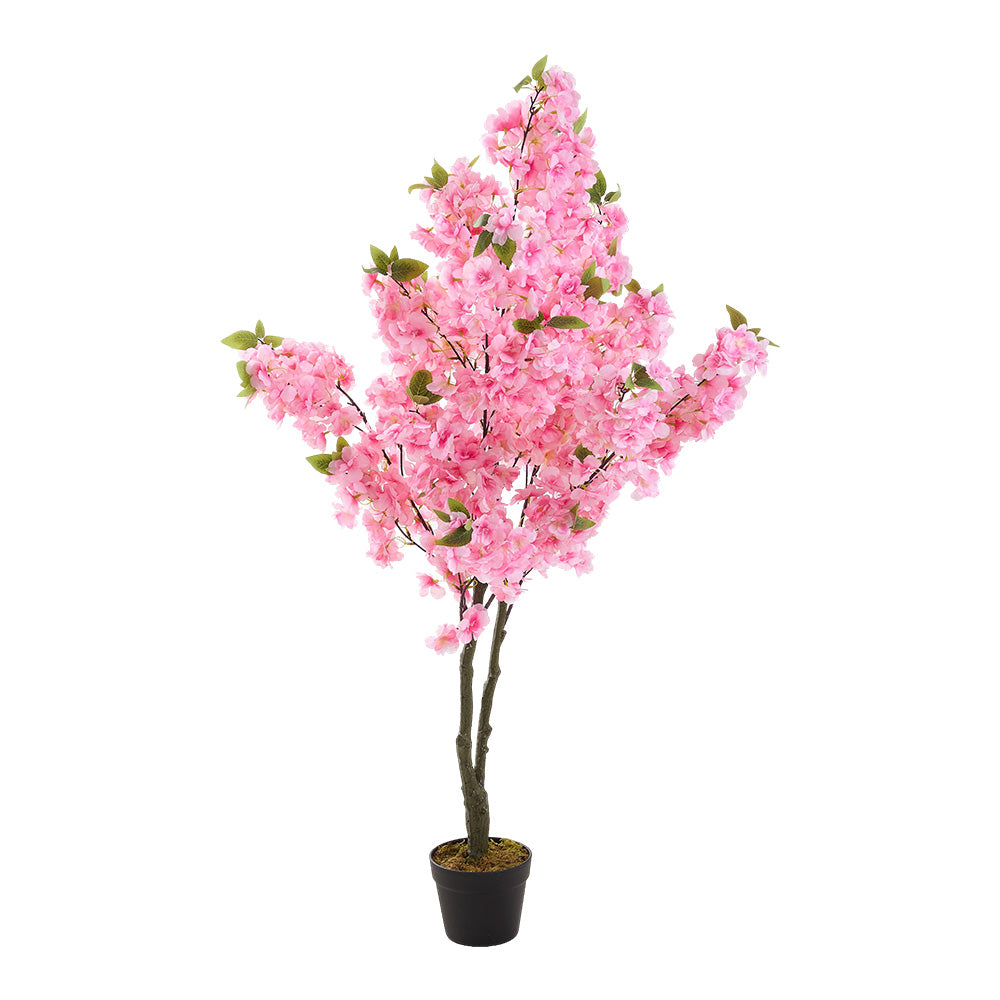 130cm Tall Artificial Pink Cherry Blossom Tree In Pot For Decoration