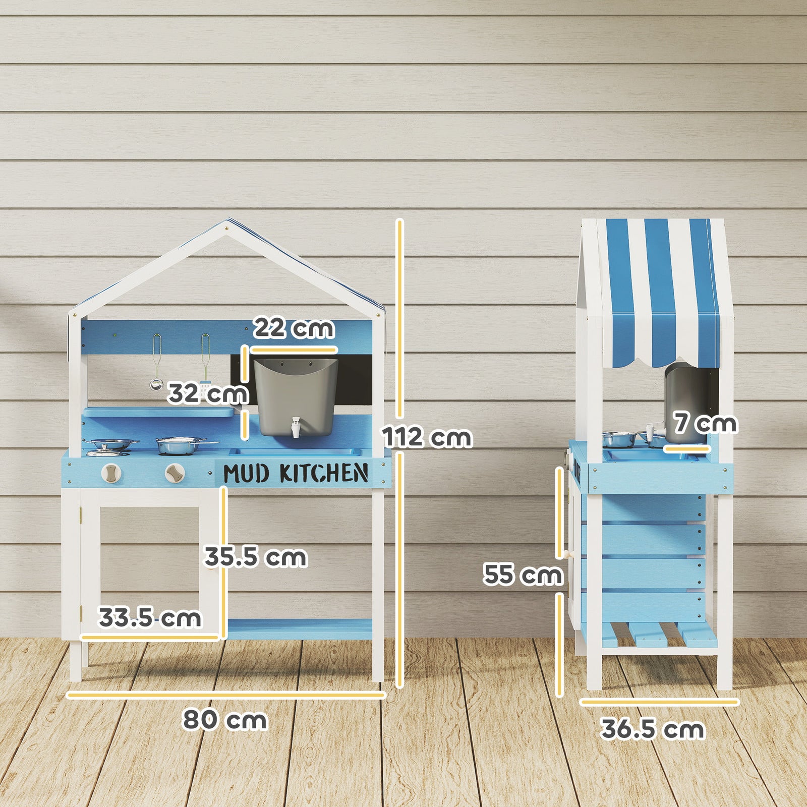 Kids Mud Kitchen, Outdoor Play Kitchen With Stoves, Sink, Cookware Accessories