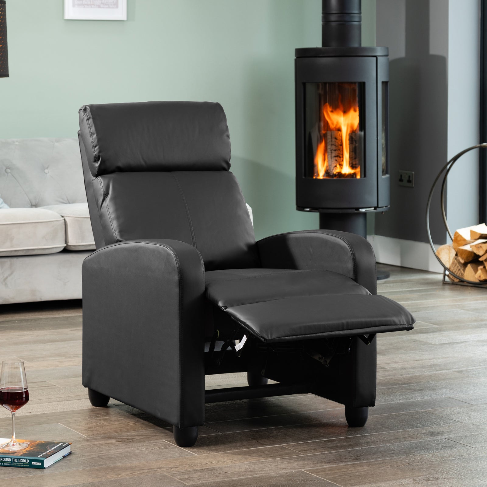 Henderson Manual Push Back Recliner Armchair | Black