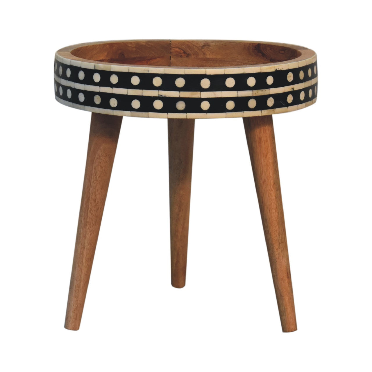 Solid Mango Wood Mini Pattern Nordic End Table