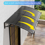 1-2m W x 1m D Curved Outdoor Door Window Awning Canopy | Large | Dark Grey