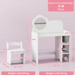 Kids Dressing Table With Mirror, Stool, Vanity Table | White