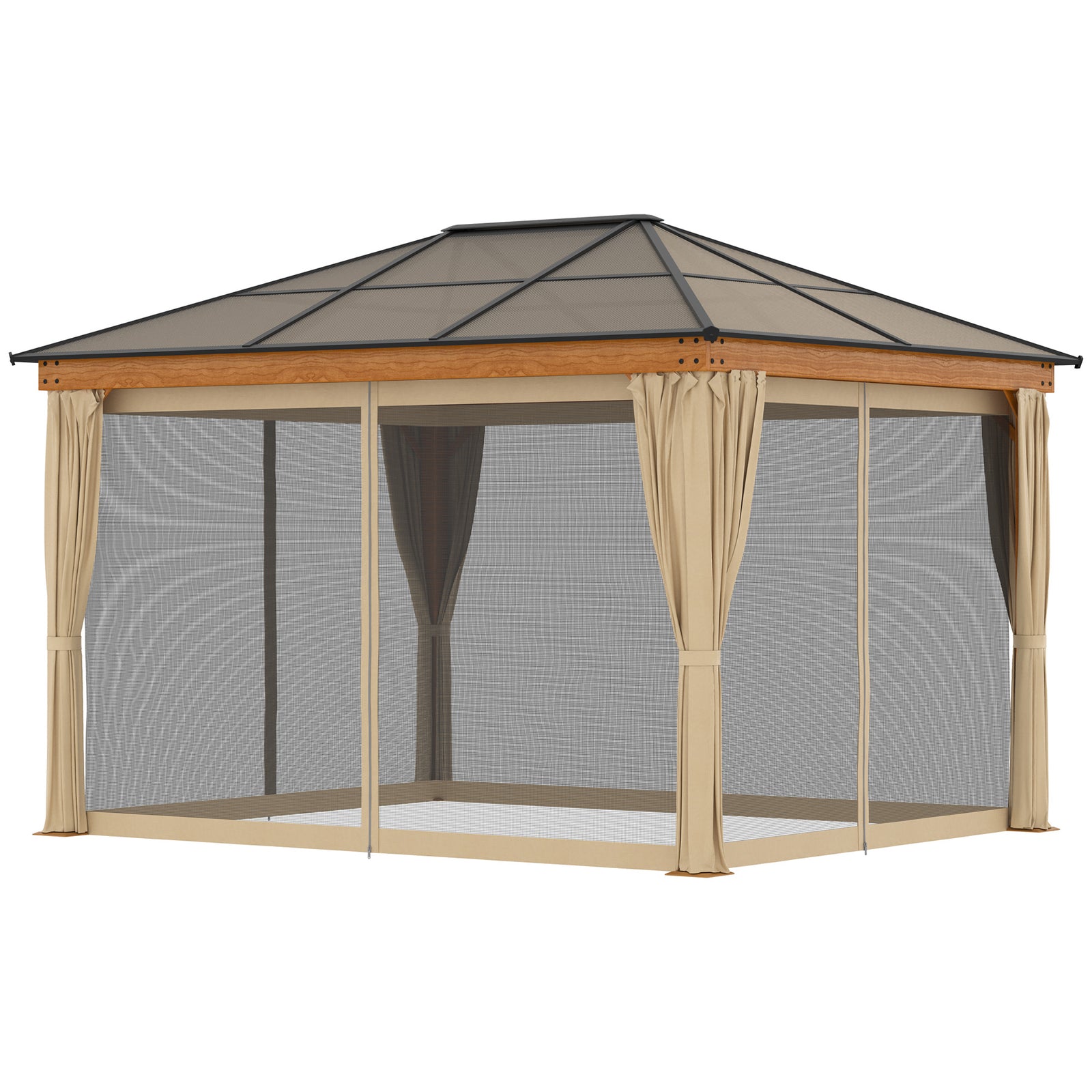 Hardtop Gazebo Polycarbonate Canopy W/nettings Sidewalls