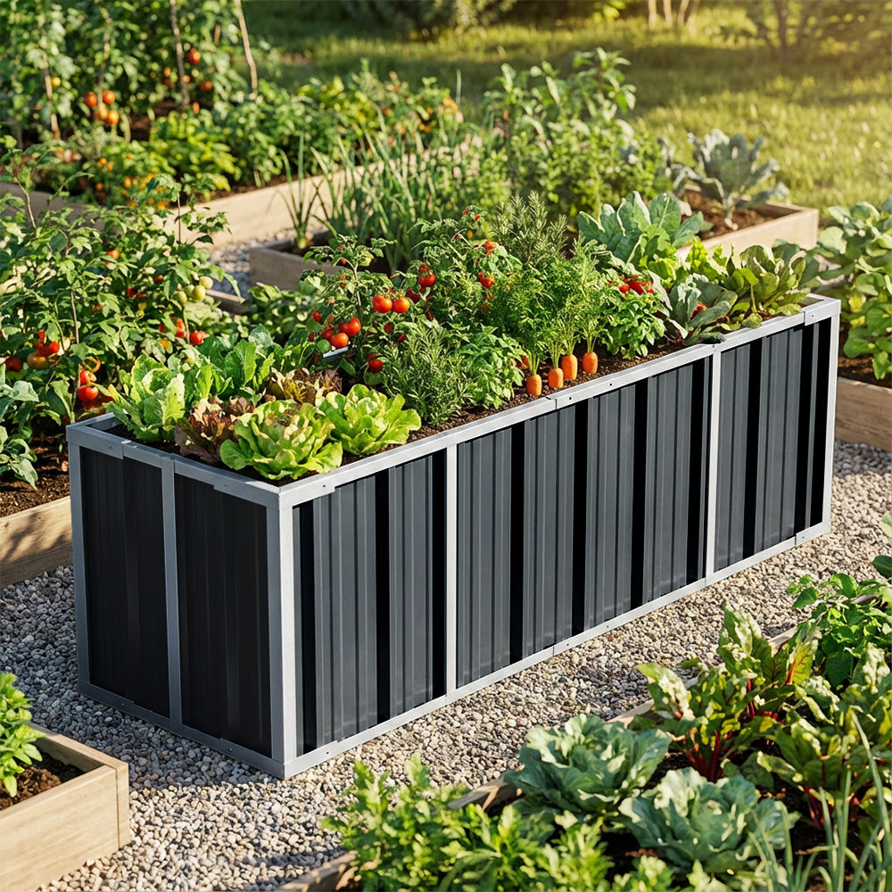Anthracite Grey Raised Garden Bed Galvanized Raised Garden Bed Outdoor Heightened Steel Metal Planter Box | Large