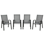 Set Of 4 Garden Dining Chair Set Outdoor W/ Back Armrest | Dark Gray