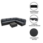 Rattan Modular 7 Piece Furniture Set - Black | Black