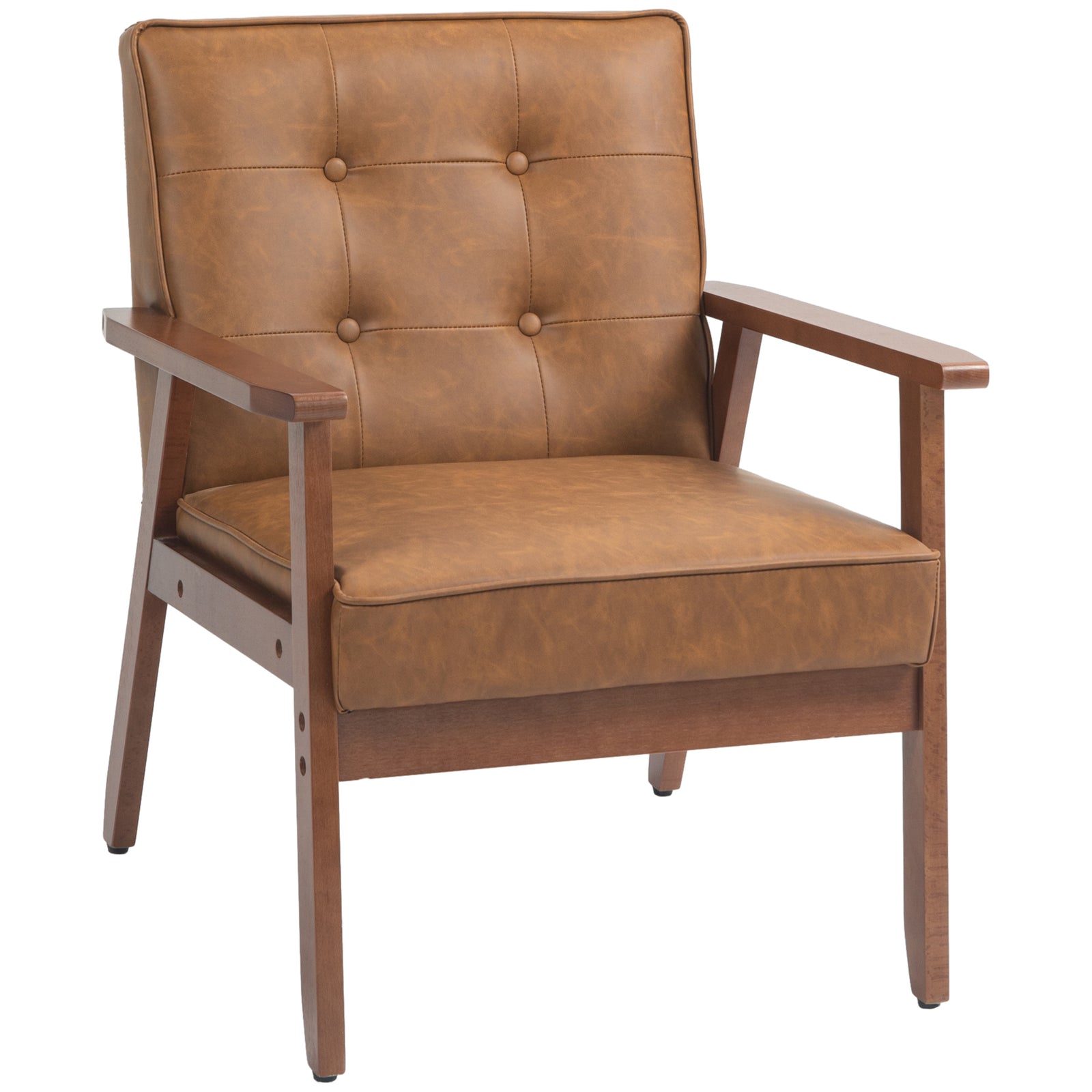 Accent Chair Pu Leather Armchair With Armrests | One Size | Brown