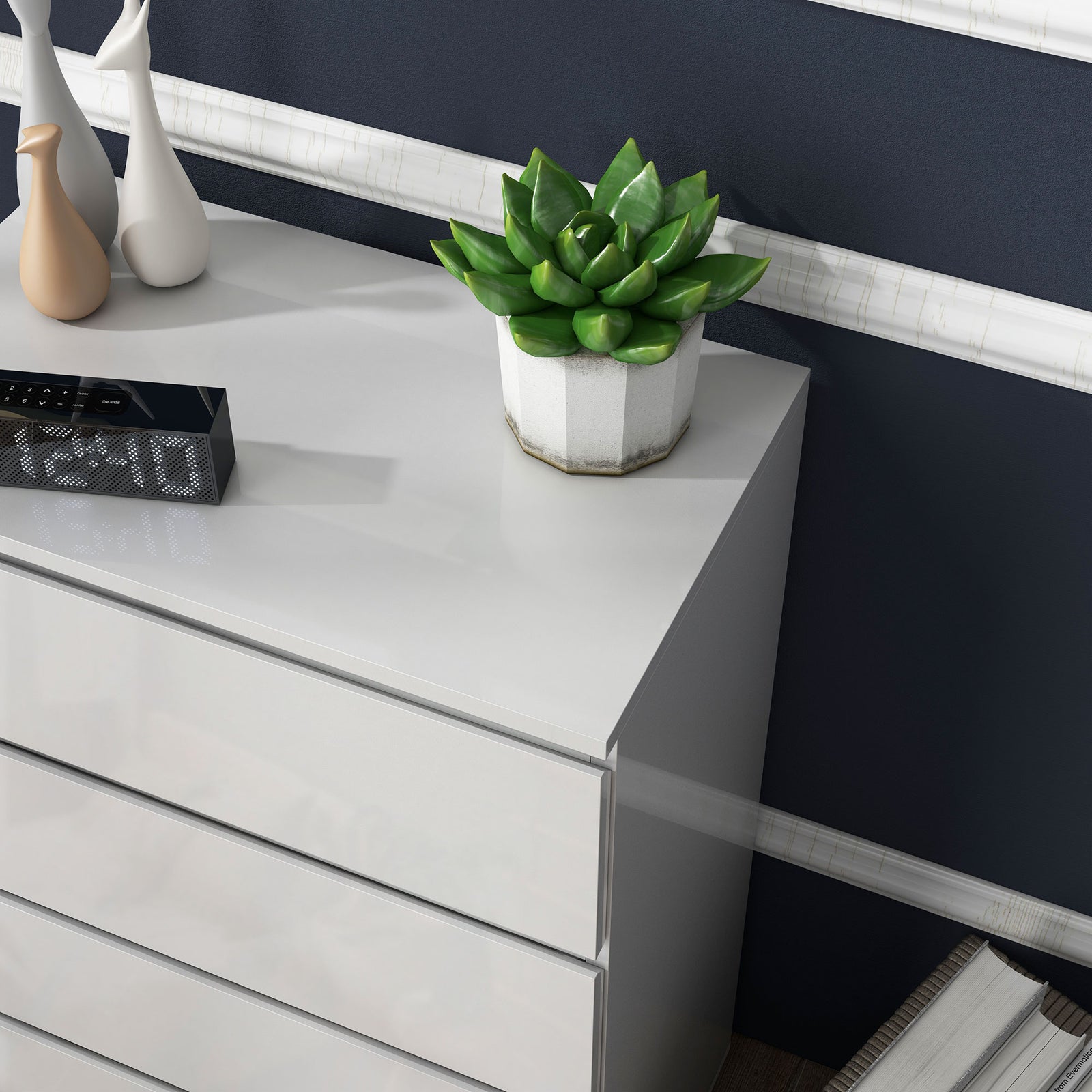 4/5 Drawer Bedroom Chest Of Drawers High Gloss | Large | White