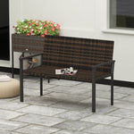 2 Seater Rattan Bench With Quick-drying Padding | Brown