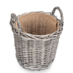 Wicker Antique Wash Finish Lined Log Basket | Small | Brown