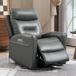 Overstuffed Riser And Reclining Chair With Usb Ports, Remote | One Size | Charcoal Grey