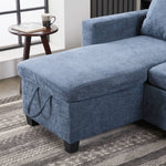 Breeins Blue Chenille Sofa Bed With Storage, Convertible Sleeper Sofa Couch For Living Room