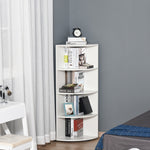 4 Tier Wood Corner Shelf  Unit Freestanding Fan Bookshelf | One Size | White