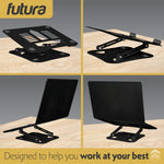 Laptop Stand Adjustable Portable Riser, Foldable Aluminium Holder For Macbook Airpro And 11 To 17 Inch Laptops | Black