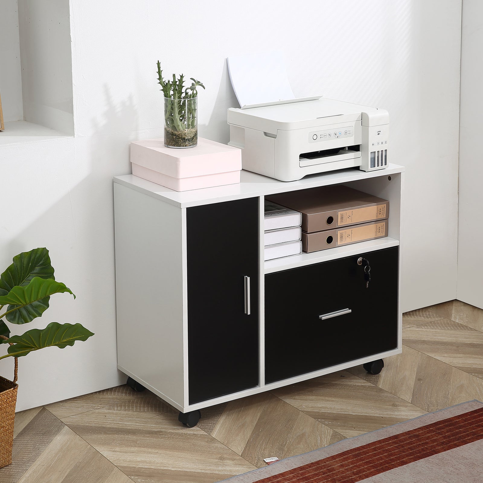 Mobile Office File Cabinet With Lockable Drawer