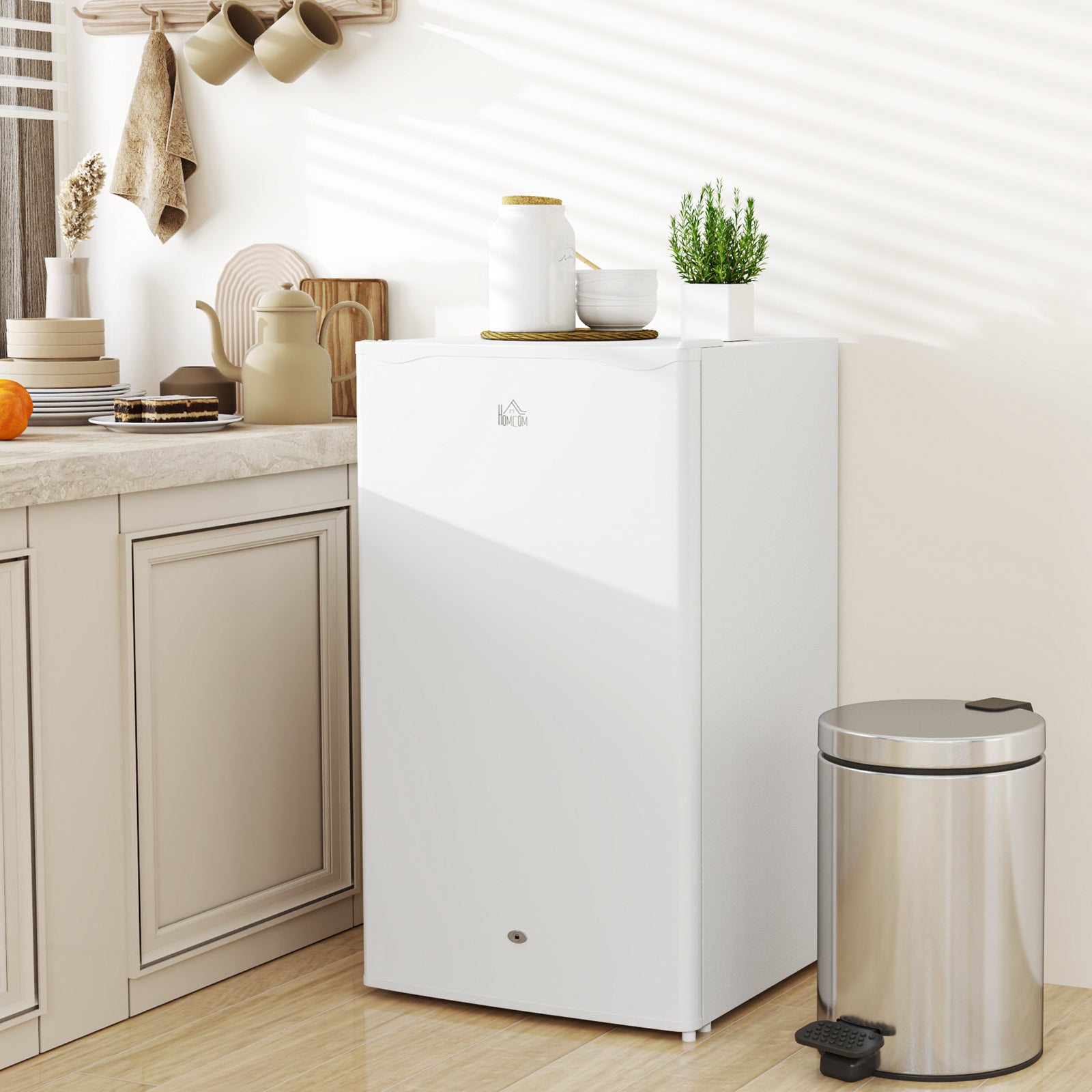 91l Freestanding Under Counter Fridge Silver With Lock | One Size | White