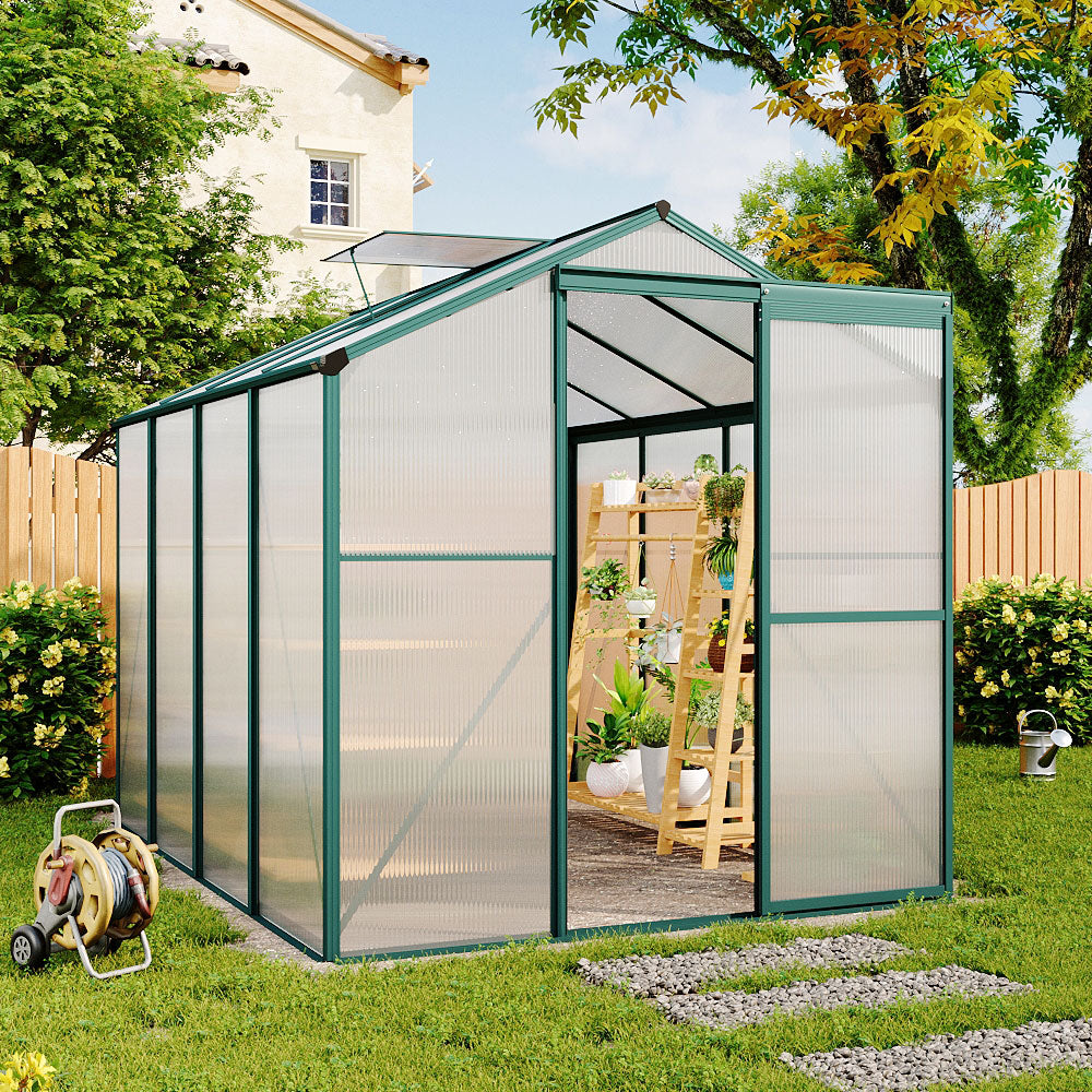 10 x 4/6/8/10 FT Green Aluminium Hobby Greenhouse With Openable Window | Large | Clear