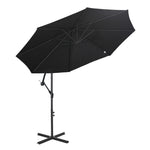 3m Garden Parasol W/ Crank & Base | Black
