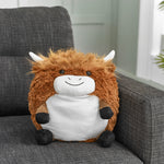 Soft Giant Handwarmer Cozy Plush Highland Cow | 30cm x 30cm | Brown