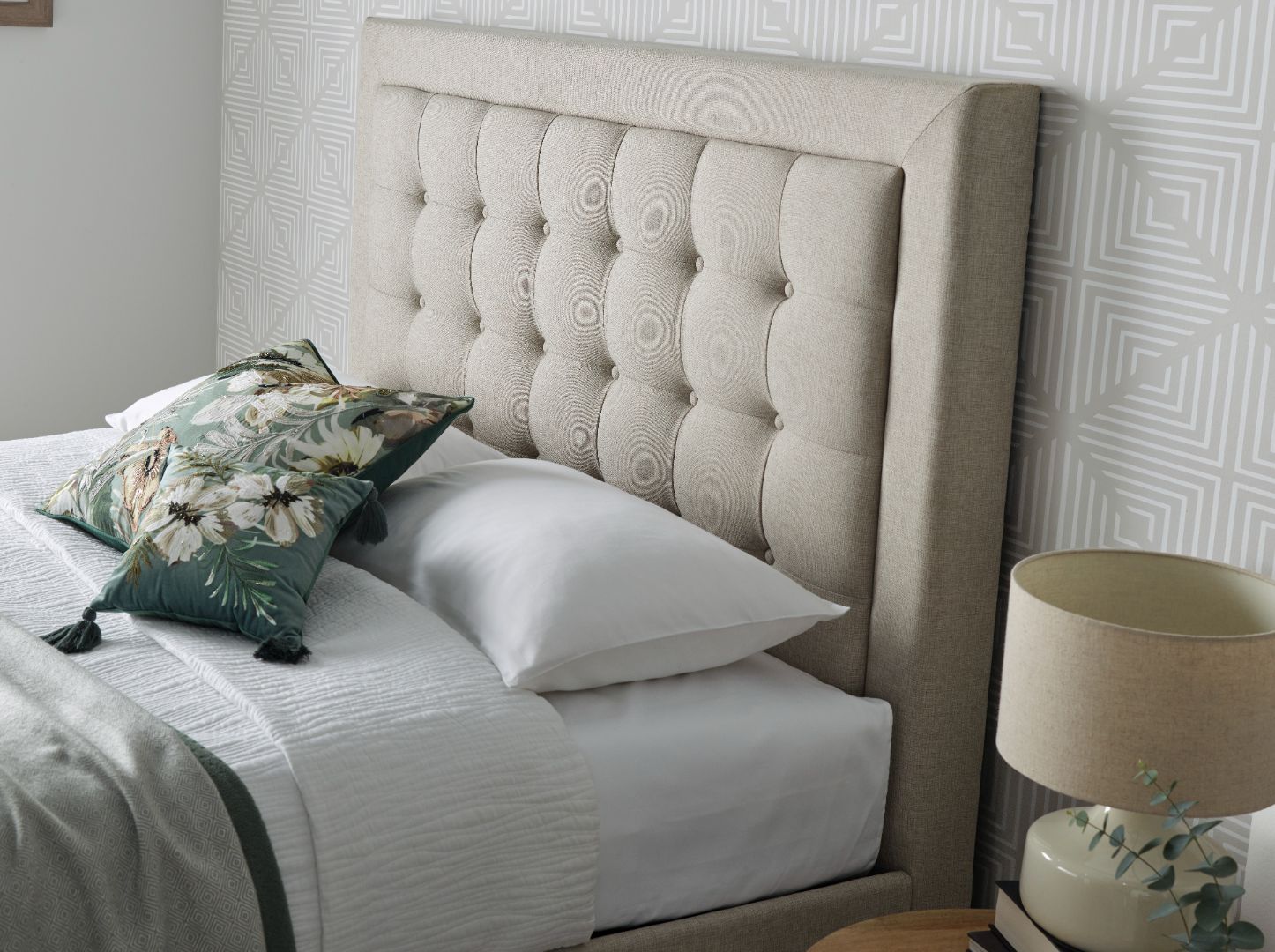 Brandon Fabric Ottoman Bed | King | Beige