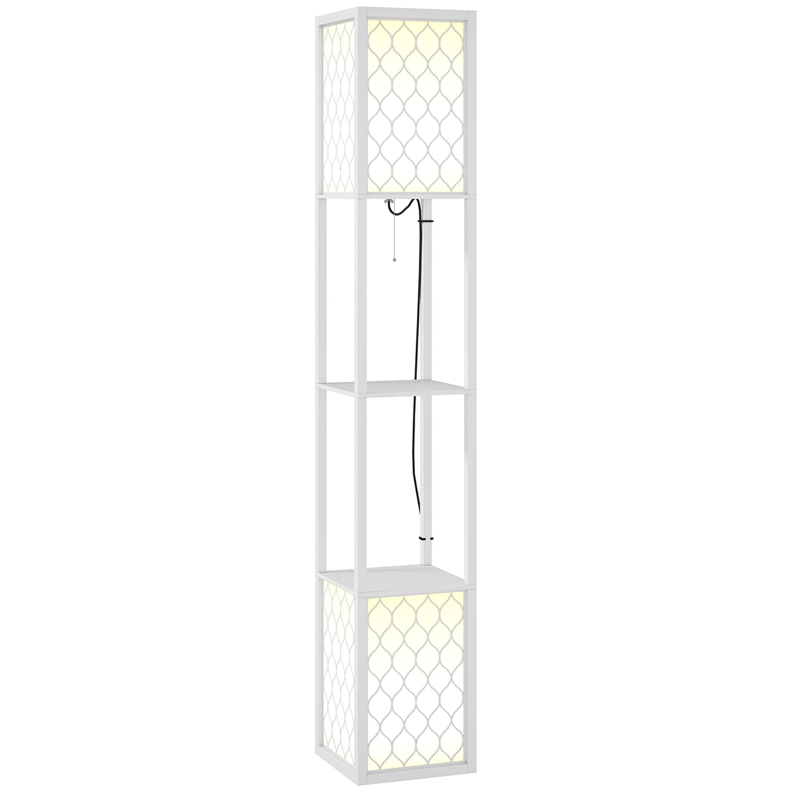 2-light Modern Floor Lamp With Shelves Living Room Bedroom | One Size | White