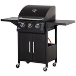 Bbq Grill With Burner, Portable Trolley, Black | Medium