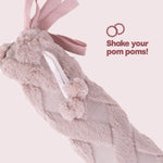 Livivo 2l Long Hot Water Bottle With Stylish Pink Lattice Cover And Pom Poms