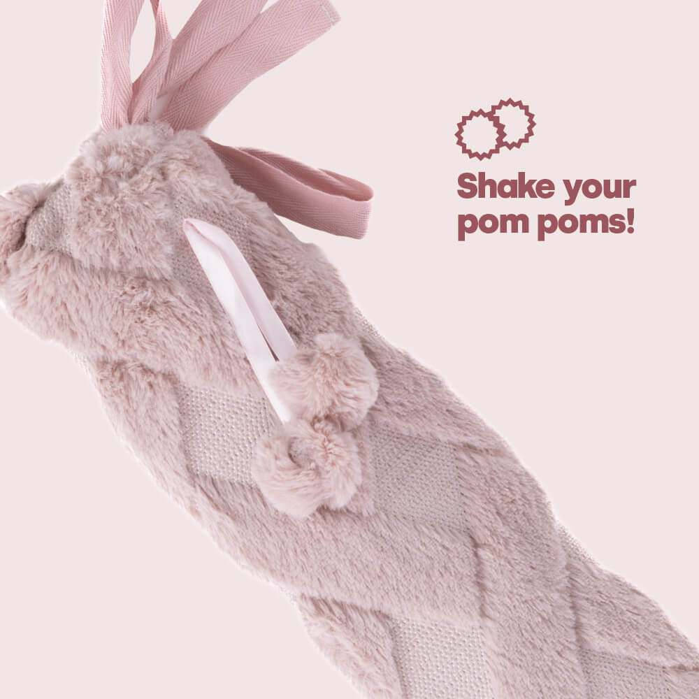 Livivo 2l Long Hot Water Bottle With Stylish Pink Lattice Cover And Pom Poms