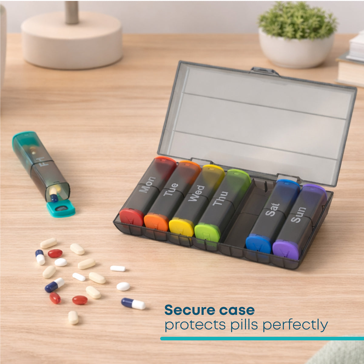 Fineway Weekly Pill Organiser Morning/evening With Storage Box - 7 Day Colour-coded