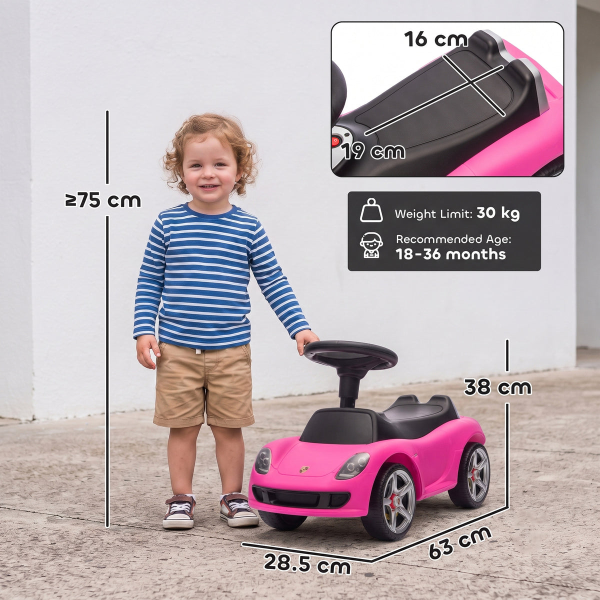 AIYAPLAY Ride On Car With Horn, Lights, Sound, Porsche Licensed