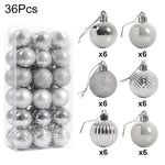 36 Pieces Xmas Ball Ornament Christmas Tree Deluxe Bauble Set | Silver