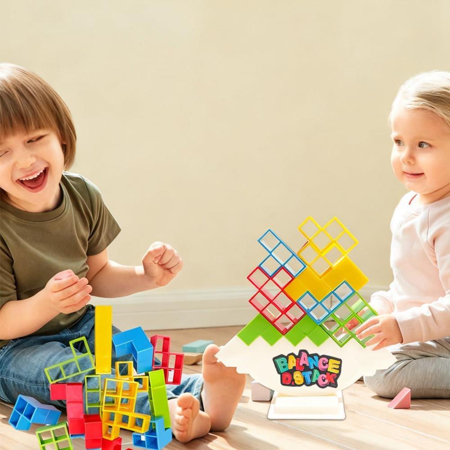 Dyzi Balance Tower Stacking Game 73 Piece Family Tabletop Toy Set