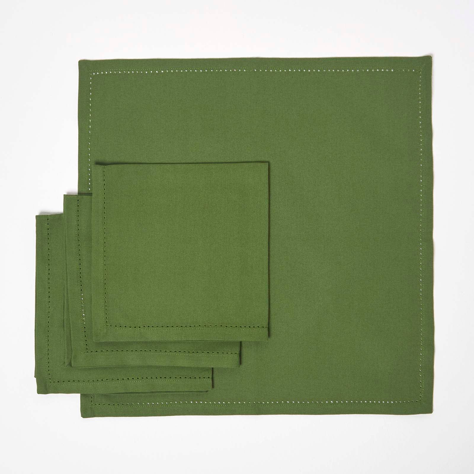 Plain Cotton Fabric 4 Napkins Set | 45cm x 45cm | Dark Olive