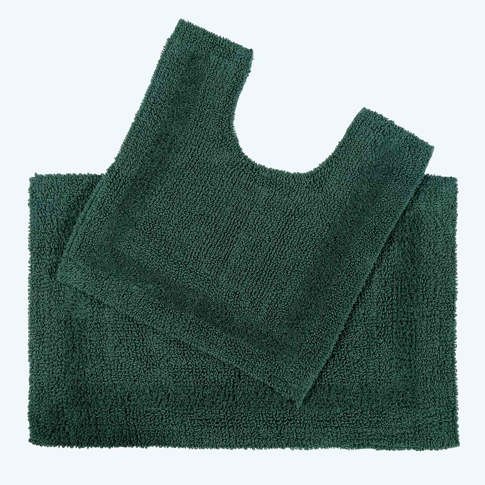 Luxury Reversible Cotton Bath Mat | Bath  Pedestal Set | Moss Green