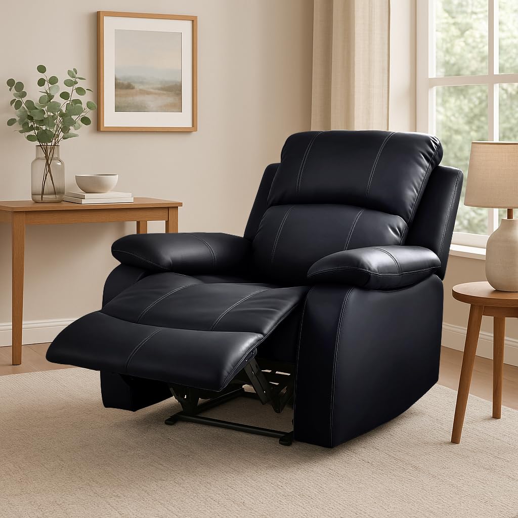 Manual Recliner Sofa 1 Seater Faux Leather | Black