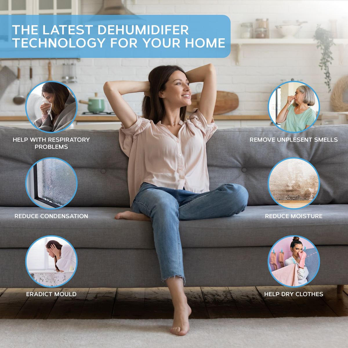 MONHOUSE 12l/day Digital Dehumidifier - Sleep Mode 24hr Timer Portable Quiet