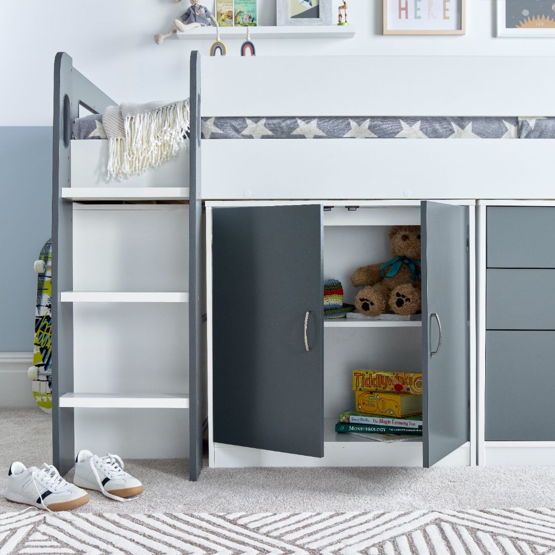 Lacy Storage Mid Sleeper Bed | Single | Grey