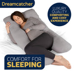 U Shaped Pregnancy Pillow, Maternity Cushion Machine Washable & Removable Velvet Cover | U Shape | Grey