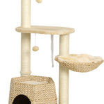 Cat Tree Activity Centre With Cattail Fluff Bed House Sisal Post Ball